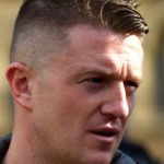 a picture of far right thug Tommy Robinson looking angry