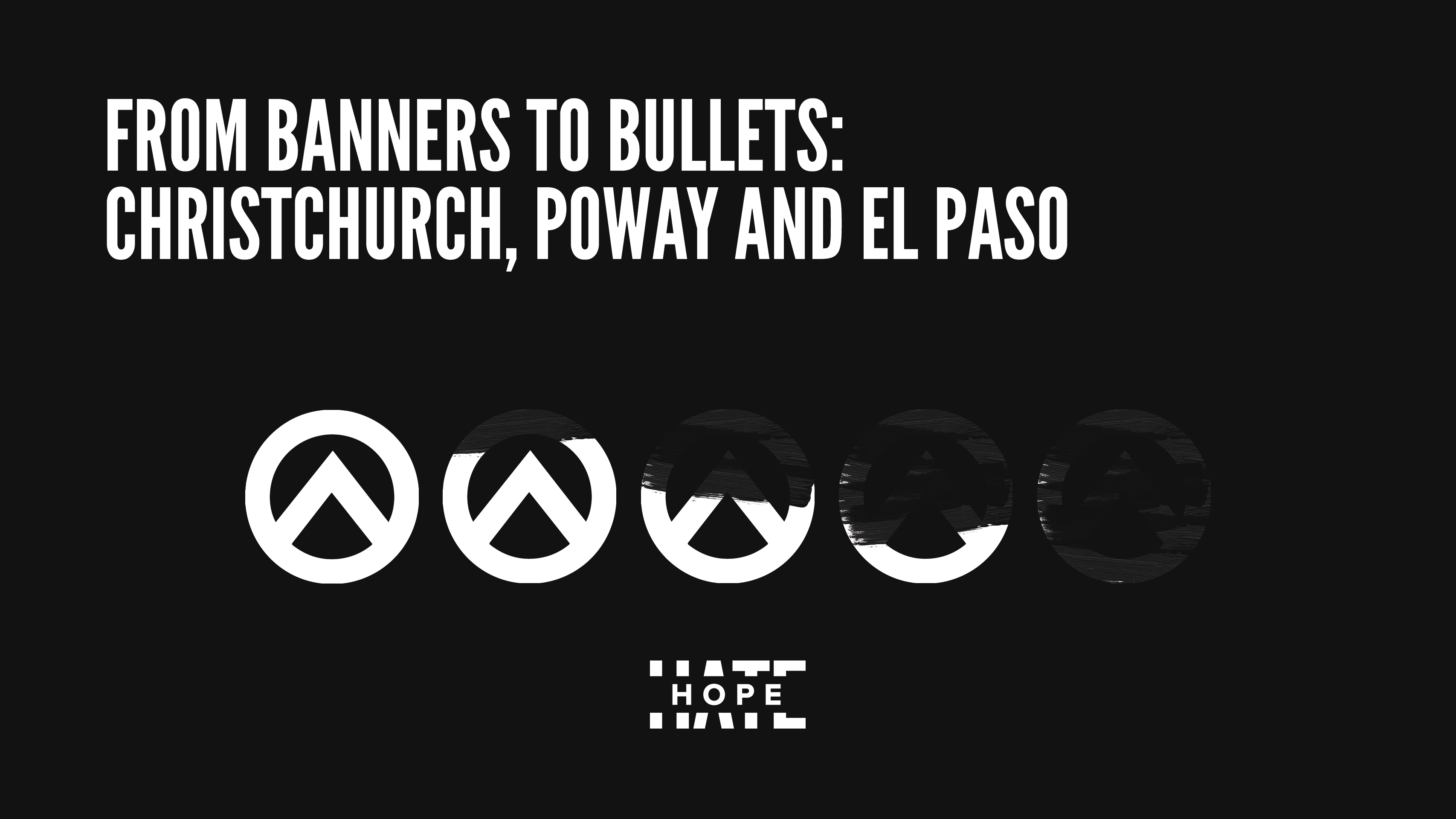 A black graphic with white text which says "`From Banners to bullets: Christchurch, Poway and El Paso"