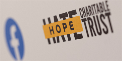 HOPE not hate Charitable Trust logo next to Facebook logo
