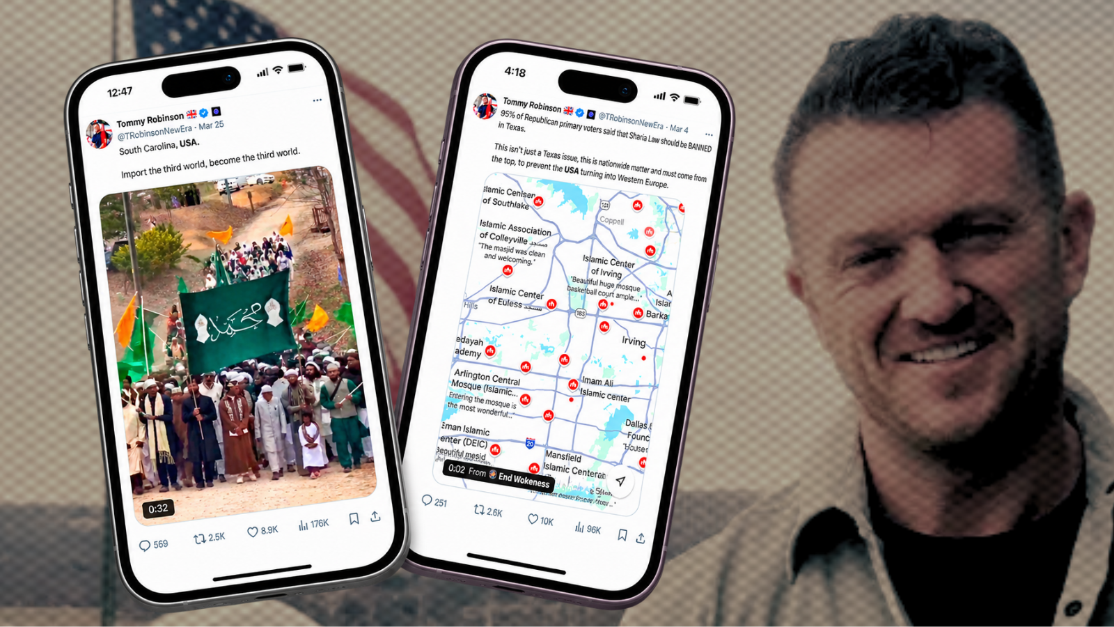 Two Tommy Robinson posts on X from August 2026, aimed at a US audience
