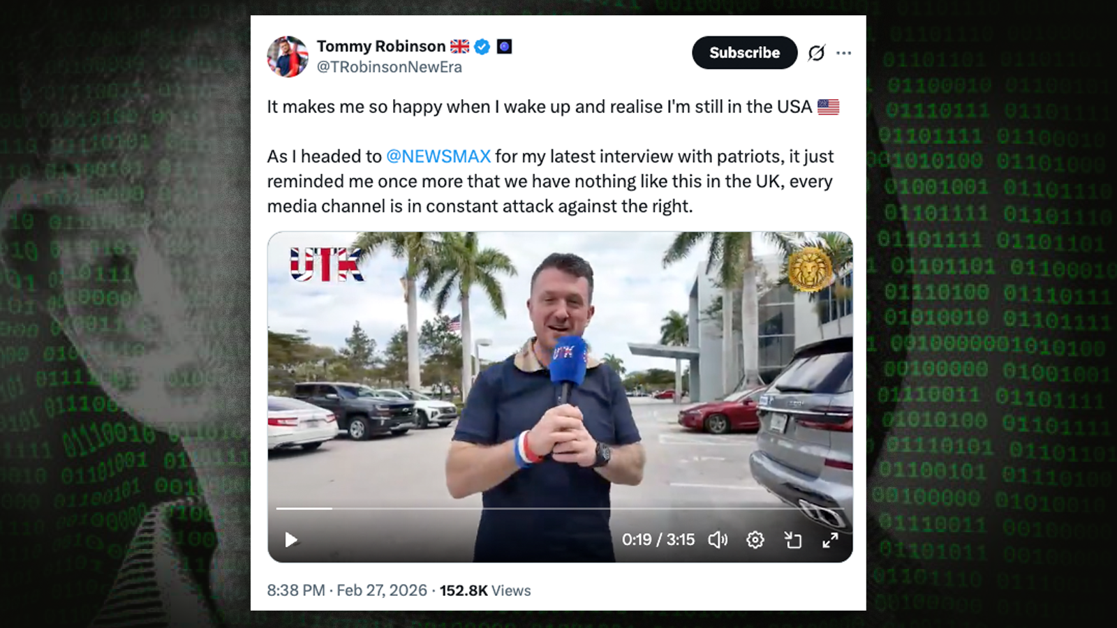 Tommy Robinson content targeting a US audience